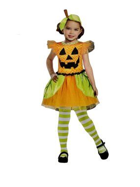 Celebrate! Girls S (6/6X) Pumpkin Dress and Headband Halloween Costume